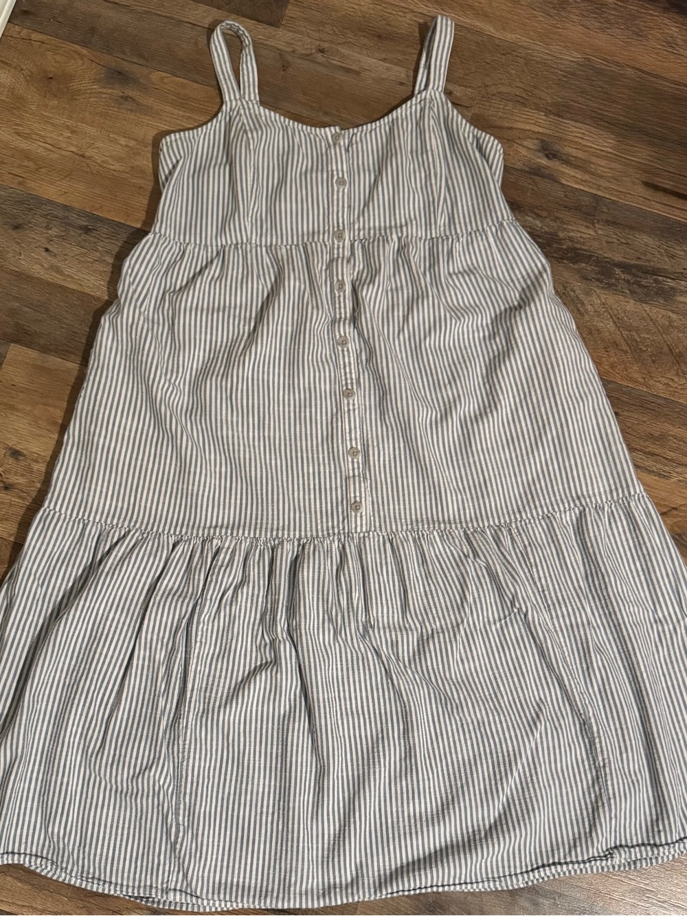 Maternity  Blue and White Striped Button-Front Sundress